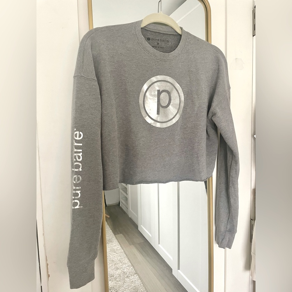 PURE BARRE cropped Heather grey sz Small sweatshirt - gently worn